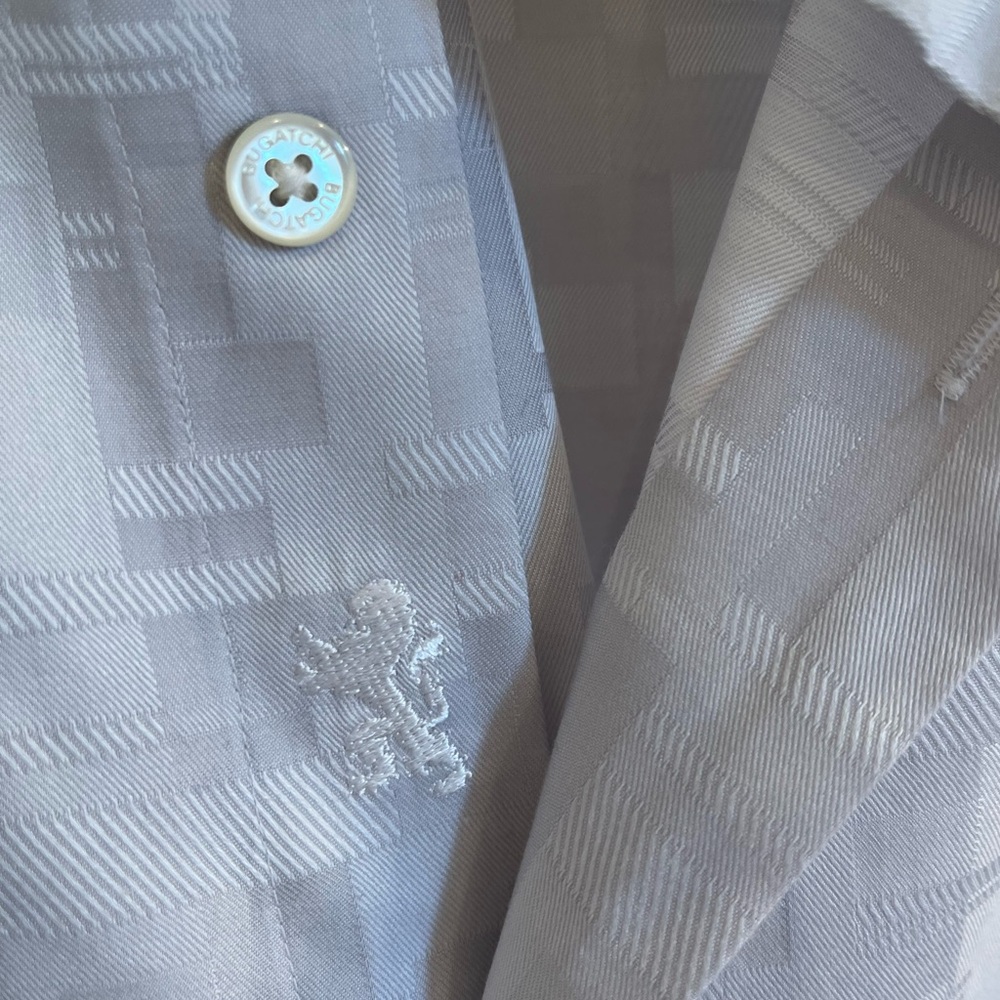 Bugatchi Uomo Shaped Fit Geometric Pattern Silver… - image 3